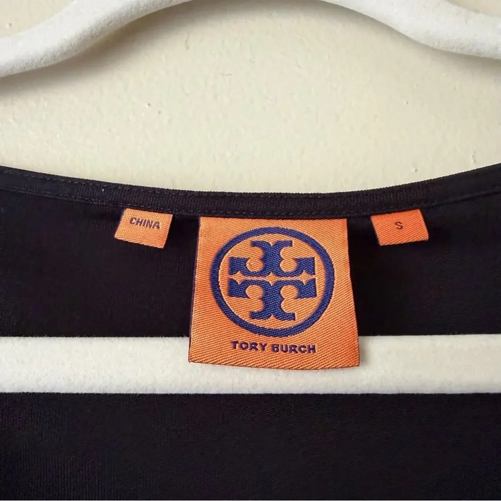 Tory Burch | 100% Silk Draped Cowl Neck Knee Length Ruched Dress Black Small